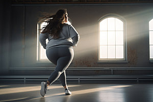 胖子减肥健身运动素材