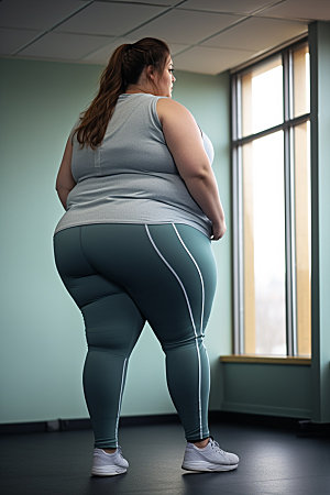 胖子减肥健康运动素材