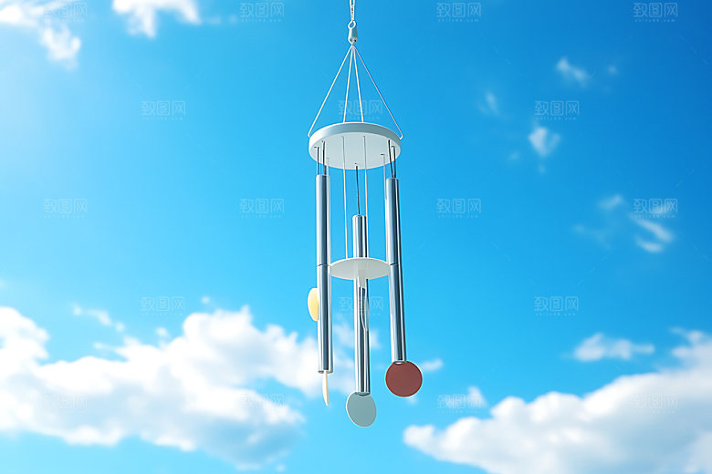 小清新晴天夏天风铃摄影图