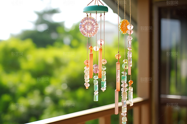 小清新夏季自然风铃摄影图