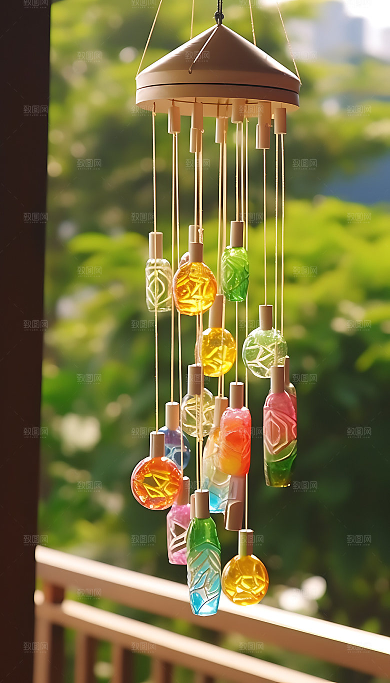 小清新自然夏季风铃摄影图