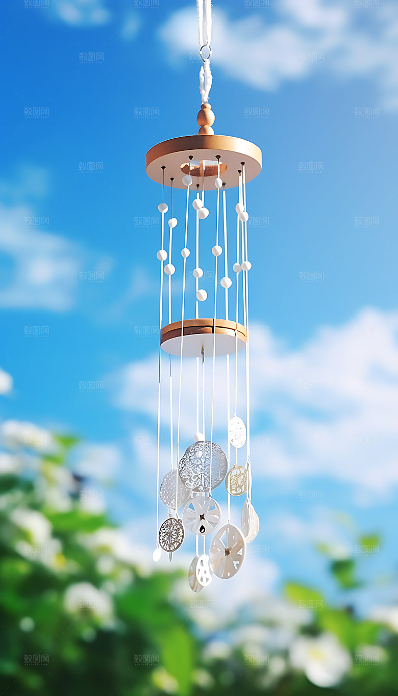 小清新夏日夏天风铃摄影图