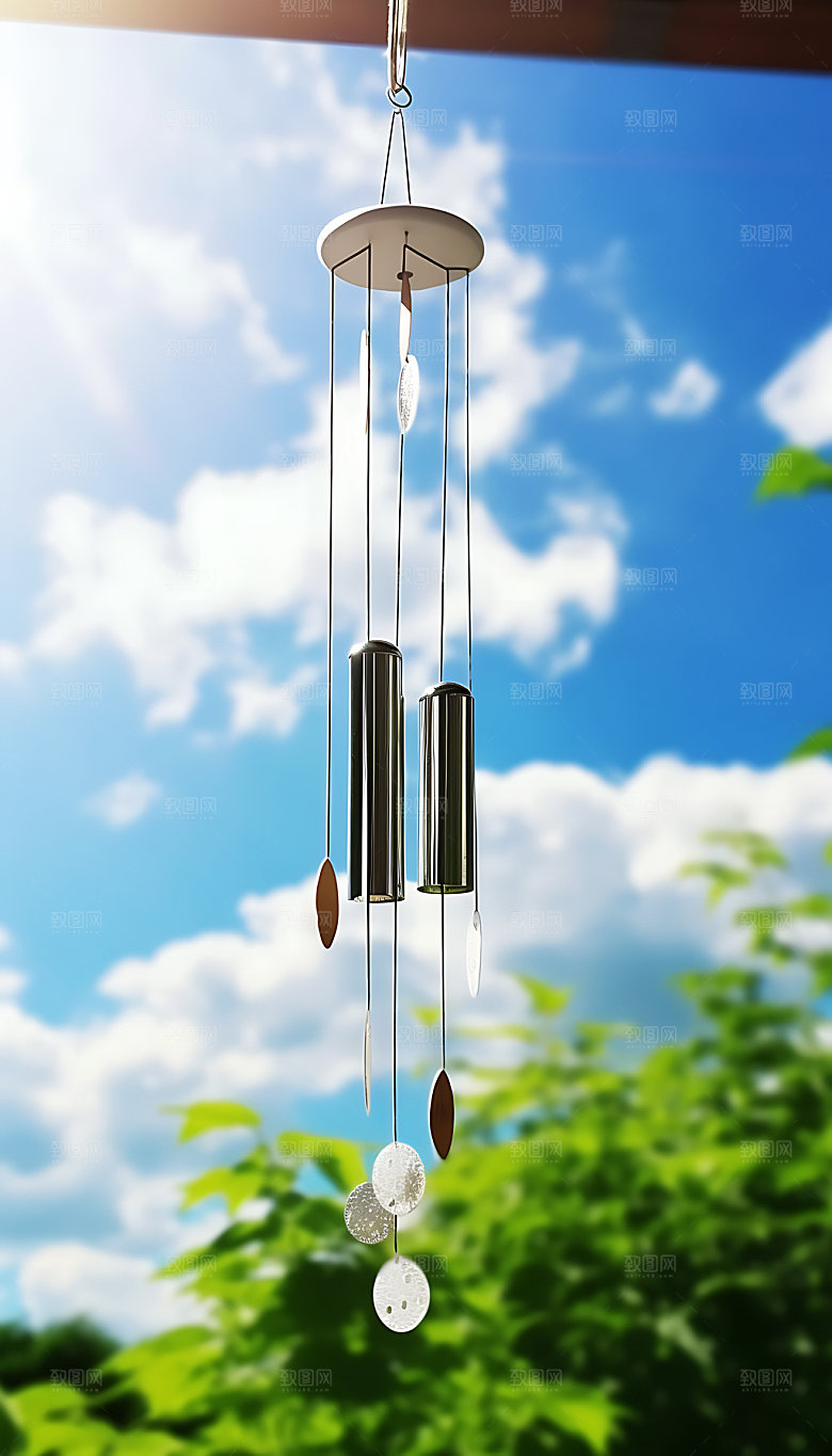 小清新夏天自然风铃摄影图