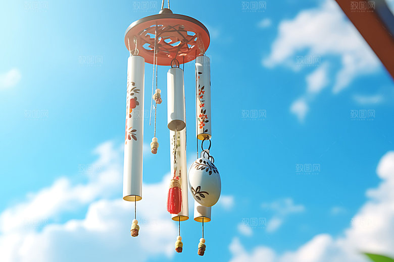 小清新夏季夏天风铃摄影图