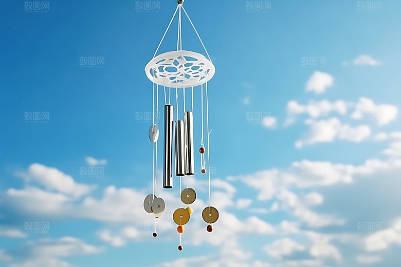 小清新夏日晴天风铃摄影图