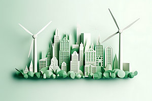 风力发电清洁能源环保插画
