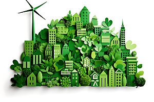 风力发电清洁能源绿色插画