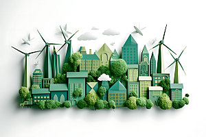 风力发电清洁能源风电插画