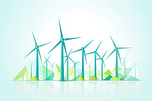 风力发电环保绿色插画