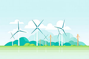 风力发电节能绿色插画