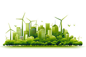 风力发电元素绿色插画