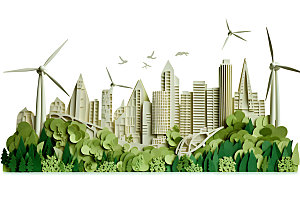 风力发电绿色节能插画