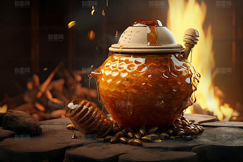 蜂蜜罐手工蜂蜜甜蜜摄影图