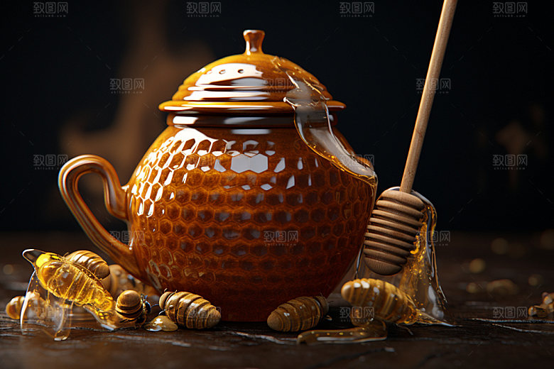 蜂蜜罐甜蜜手工蜂蜜摄影图