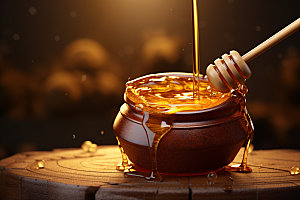 蜂蜜罐甜蜜蜂蜜瓶摄影图