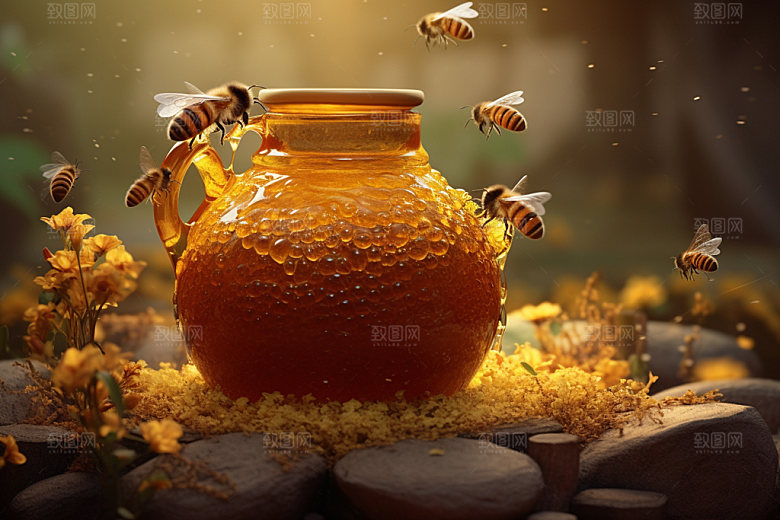 蜂蜜罐食品手工蜂蜜摄影图