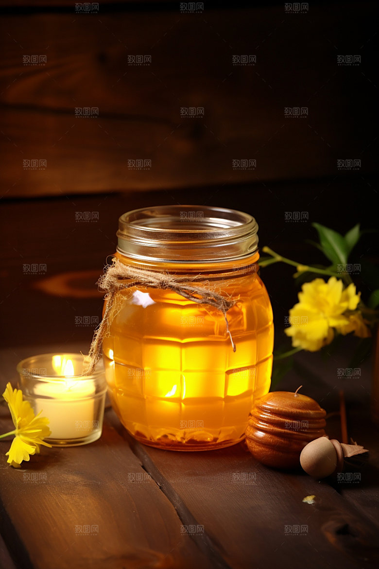 蜂蜜罐美食蜂蜜瓶摄影图
