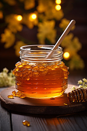 蜂蜜罐蜂蜜瓶甜蜜摄影图