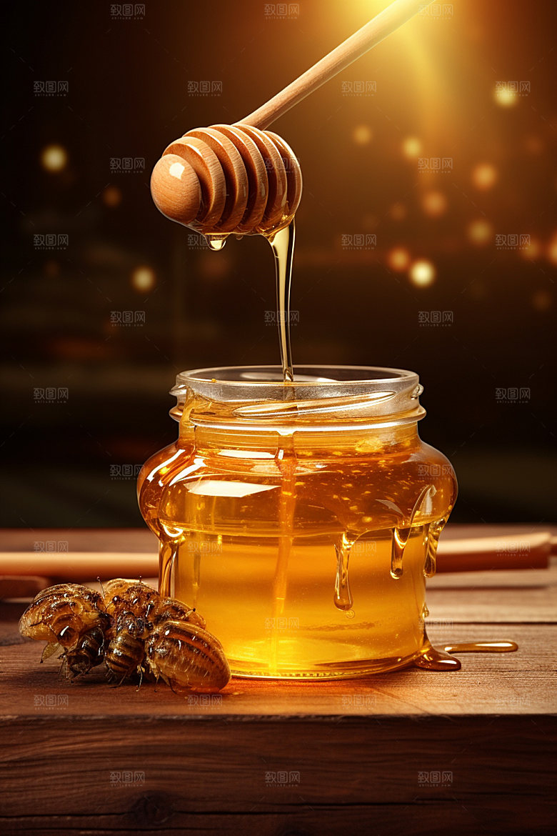 蜂蜜罐蜂蜜瓶甜蜜摄影图