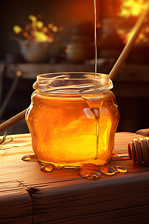 蜂蜜罐美味蜂蜜瓶摄影图