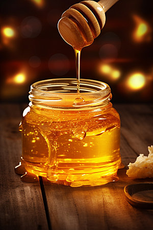 蜂蜜罐美味甜蜜摄影图