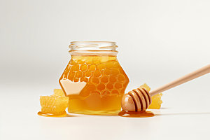 蜂蜜罐蜂蜜瓶手工蜂蜜摄影图