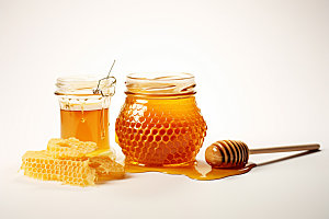 蜂蜜罐甜蜜美食摄影图