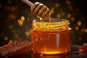 蜂蜜罐蜂蜜瓶甜蜜摄影图