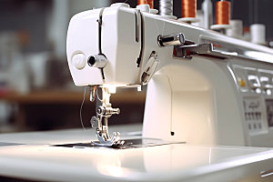 缝纫机剪裁量体裁衣摄影图