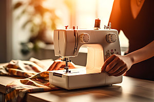 缝纫机量体裁衣剪裁摄影图