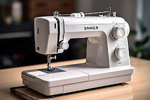 缝纫机缝补制衣摄影图