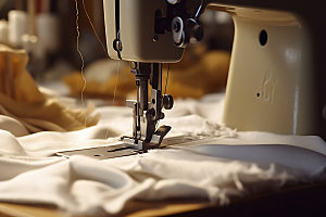 缝纫机制衣量体裁衣摄影图