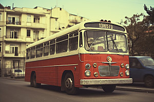 复古巴士汽车公共交通模型