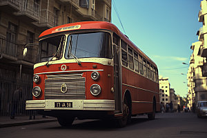 复古巴士公交交通工具模型