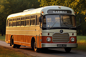 复古巴士公交汽车模型