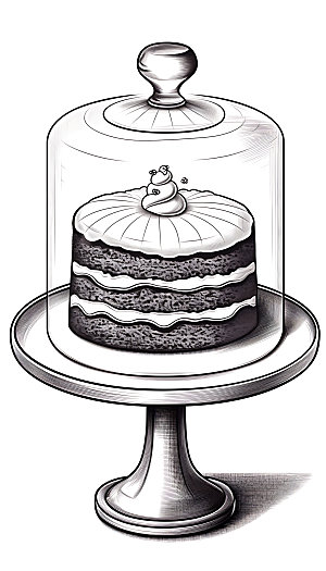 线描蛋糕烘焙甜品插画