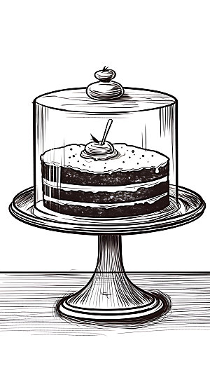 线描蛋糕艺术烘焙插画