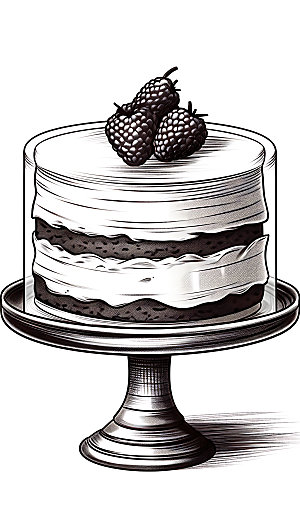 线描蛋糕甜品烘焙插画