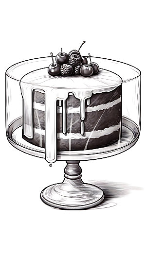 线描蛋糕艺术烘焙插画