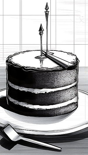 线描蛋糕精致烘焙插画