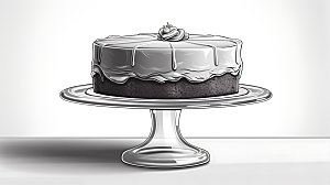 线描蛋糕烘焙精致插画
