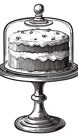 线描蛋糕甜品精致插画
