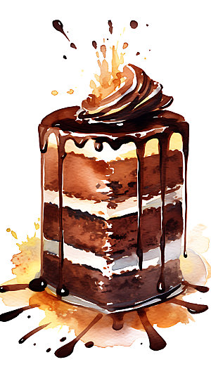 线描蛋糕雅致甜品插画