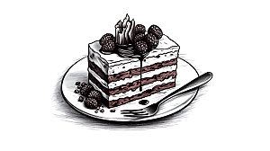 线描蛋糕烘焙甜品插画