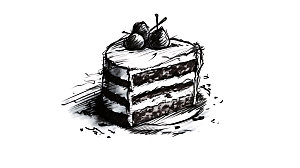 线描蛋糕手绘烘焙插画