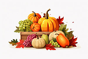 感恩节蔬菜水果卡通矢量素材