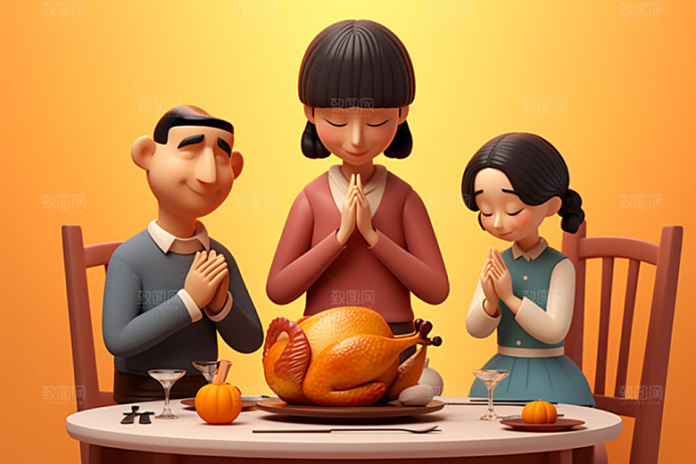 感恩节感恩许愿合手祈祷矢量素材