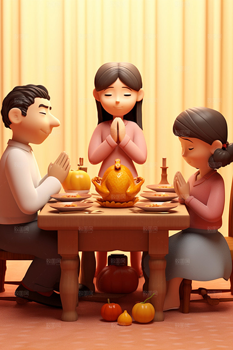 感恩节合手祈祷感恩许愿矢量素材