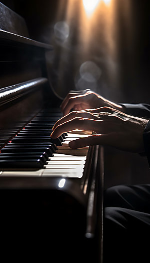 钢琴弹奏乐器摄影图