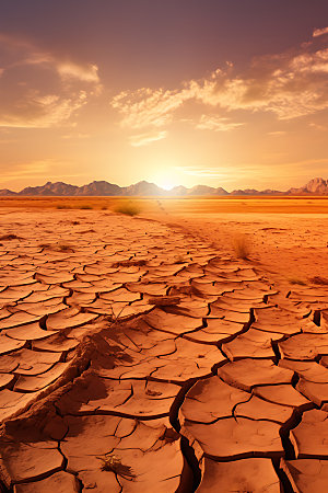 干旱地面龟裂天气现象摄影图